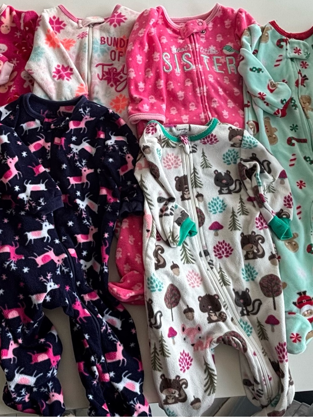 6 Girls' Cozy Fleece Footed sleepers